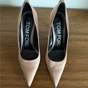 Tom Ford Pink-Beige Pointed-Toe Satin Pumps